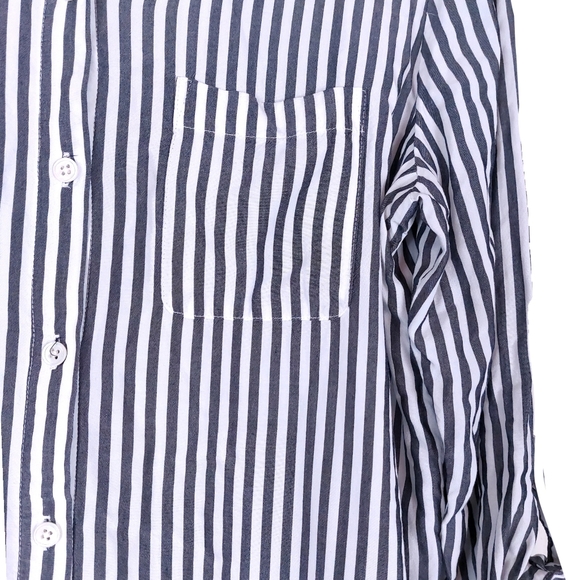 J. Jill Blue Rayon Striped Button-Front Shirt Blouse Tunic Women's Size Small - Picture 5 of 6